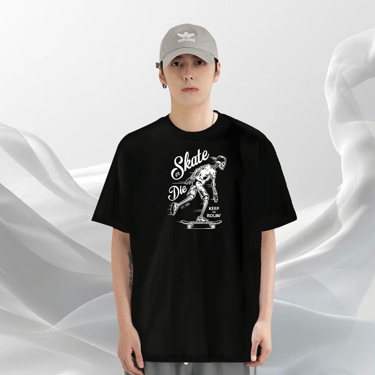 Fashion Design Men T Shirts skull Tees Shirts 230g Cotton Street Casual Cool Anime Breathable Crew Neck Tshirt for Man Woman