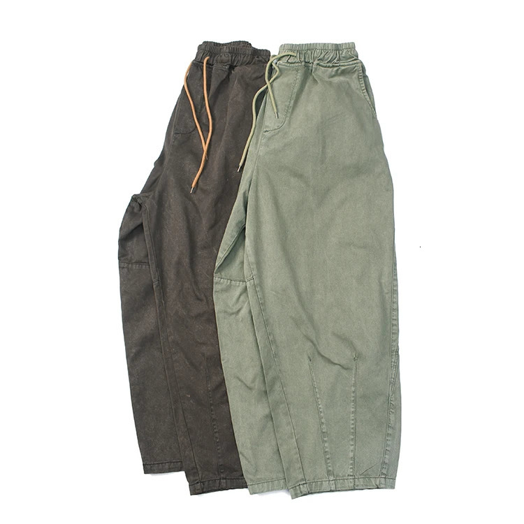 Oversize Loose Straight Baggy Pants for Men American Vintage Casual Washed Soft Elastic Waist Drawstring Trousers 24ss Y2k Youth 240806