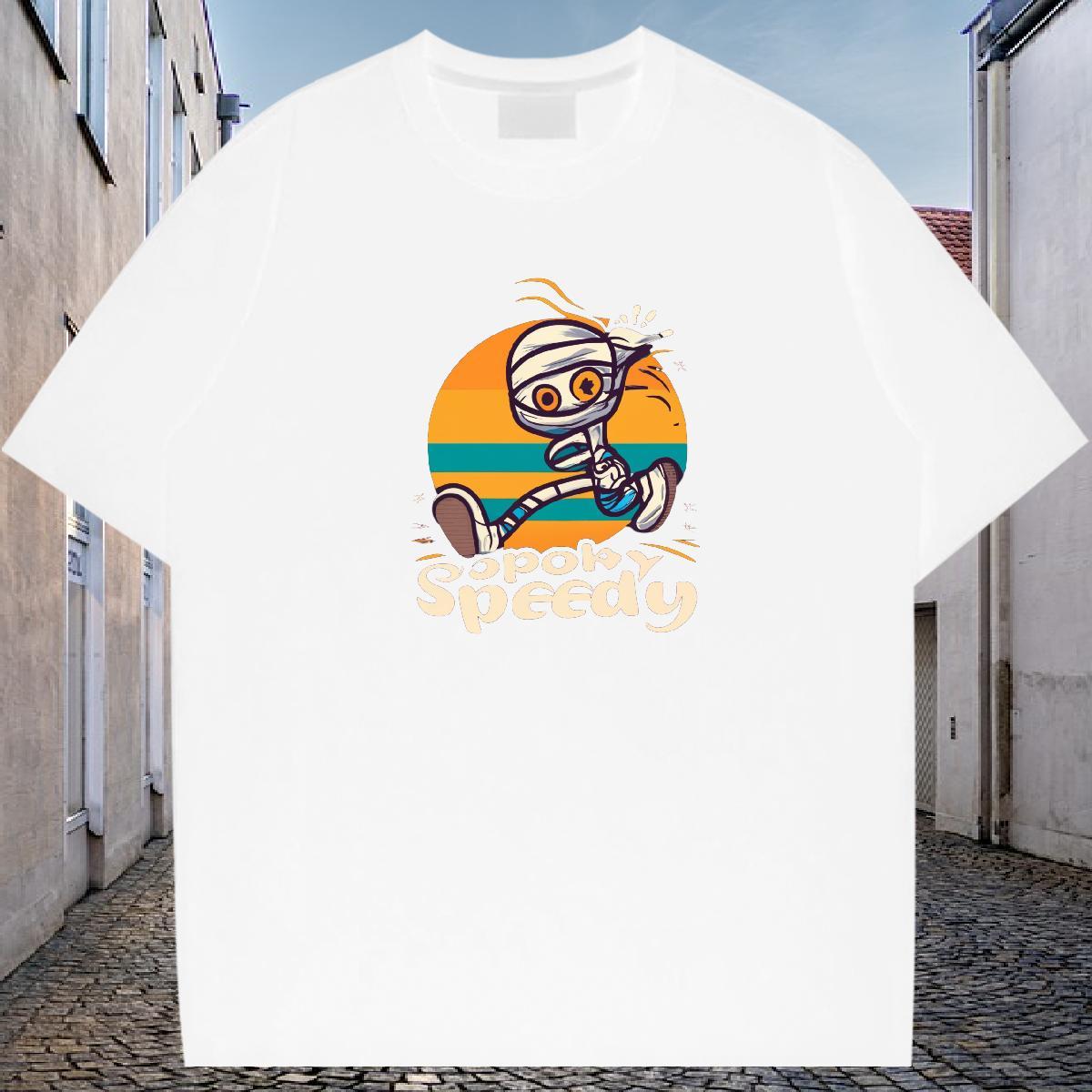 2024 New T Shirts Men skull Tops Tees 230g 100% Cotton Outdoor Unisex Custom Big Size Breathable Soft Tshirt for Man Woman