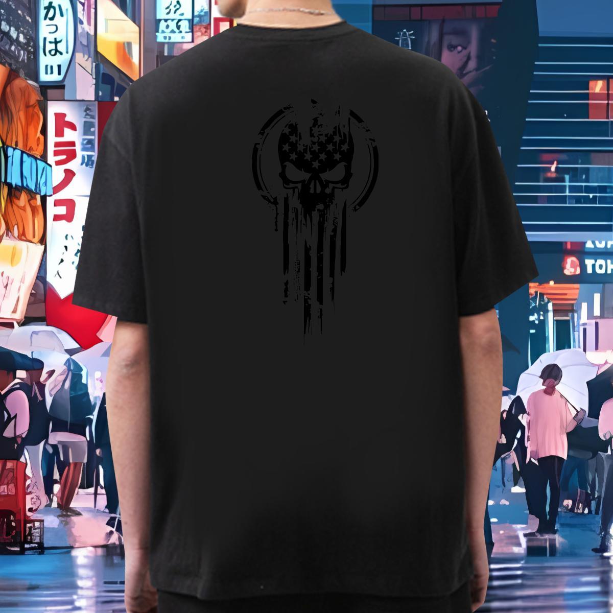 Free Shipping T Shirts Men skull Tees Shirts 230g 100% Cotton Street Wear Unisex Black Oversized Breathable Short Sleeve Men Clothes T-Shirt