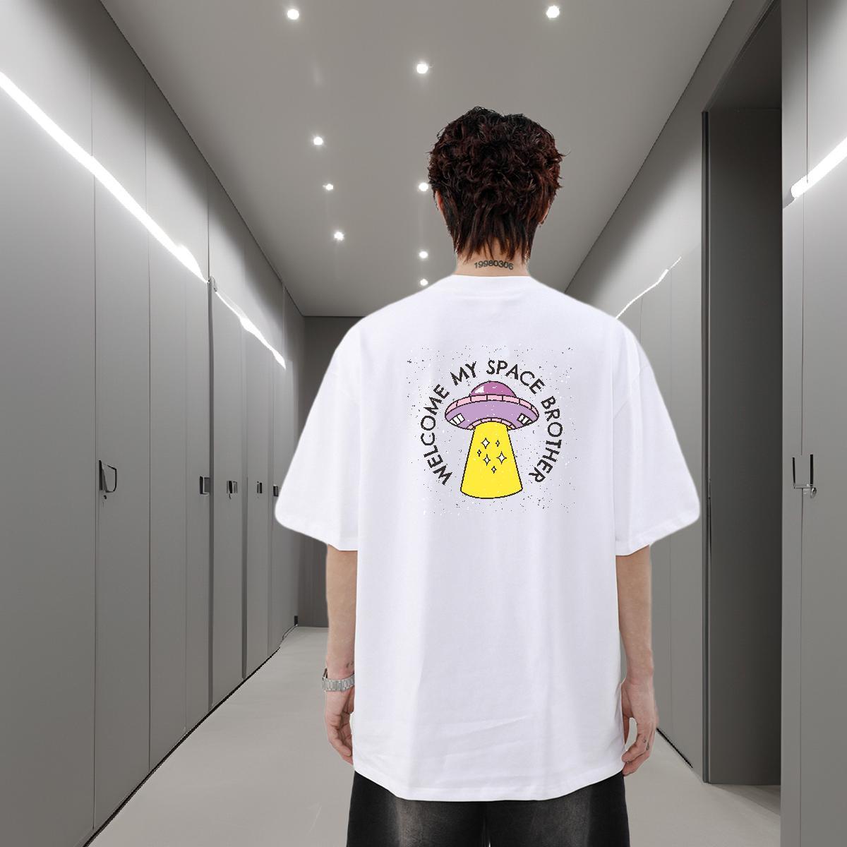 Casual New T shirt UFO Polos 230g Cotton Spring Summer Brand DIY Logo Oversized Pure Cotton Tshirts