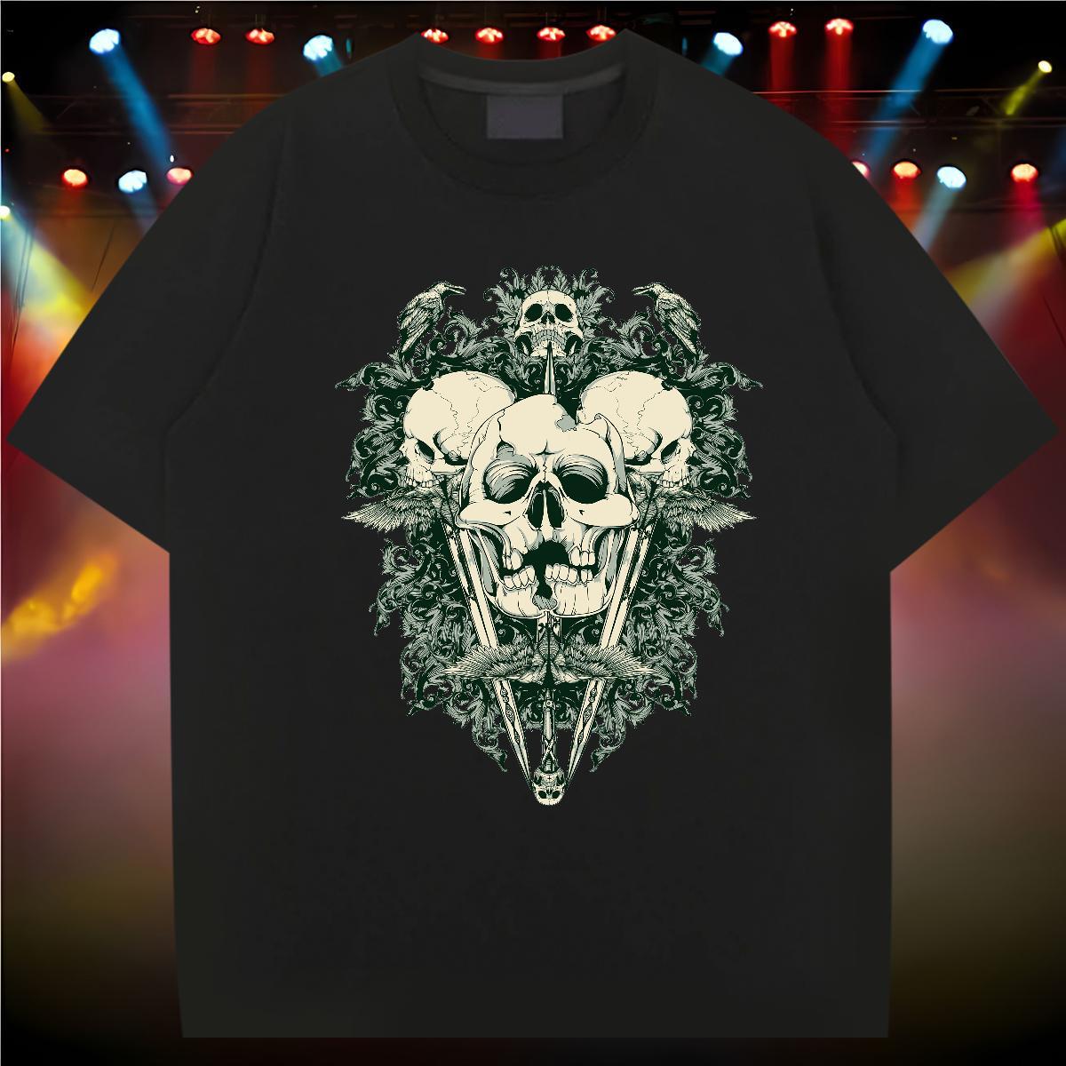 Fashion Design T Shirts Men skull Tees 100% Cotton 230g Outdoor Classic Anime Print O Neck Short Sleeves Men Tshirts
