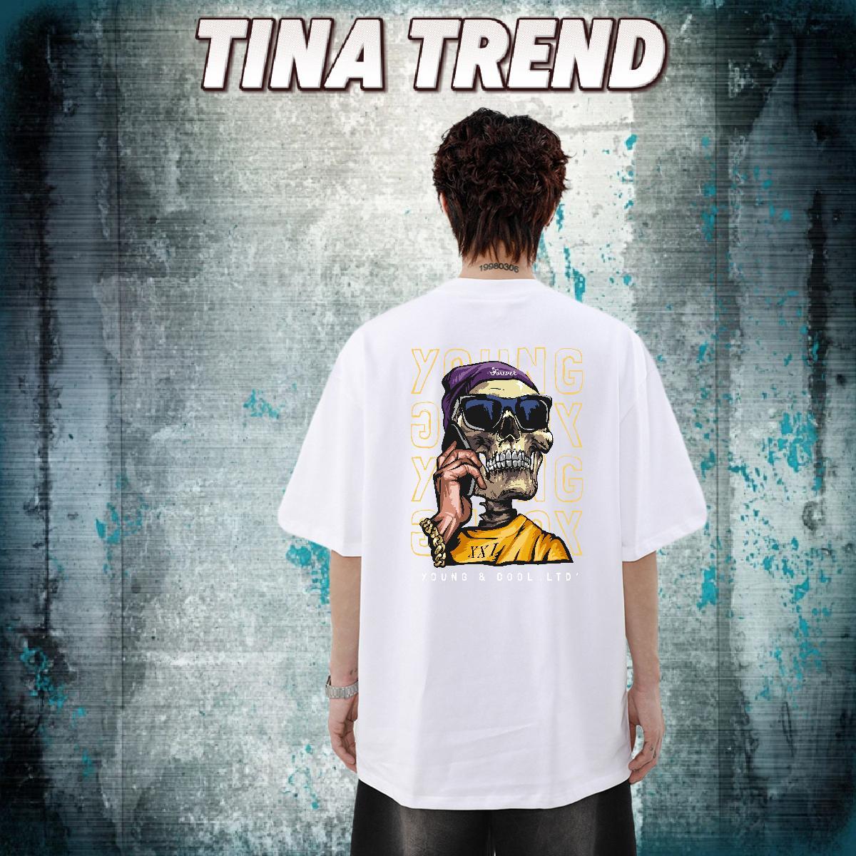 Designer Fashion T Shirt For Man skull Tshirts 230g 100% Cotton Casual Beach Soft DIY Crew Neck Men Tshirts