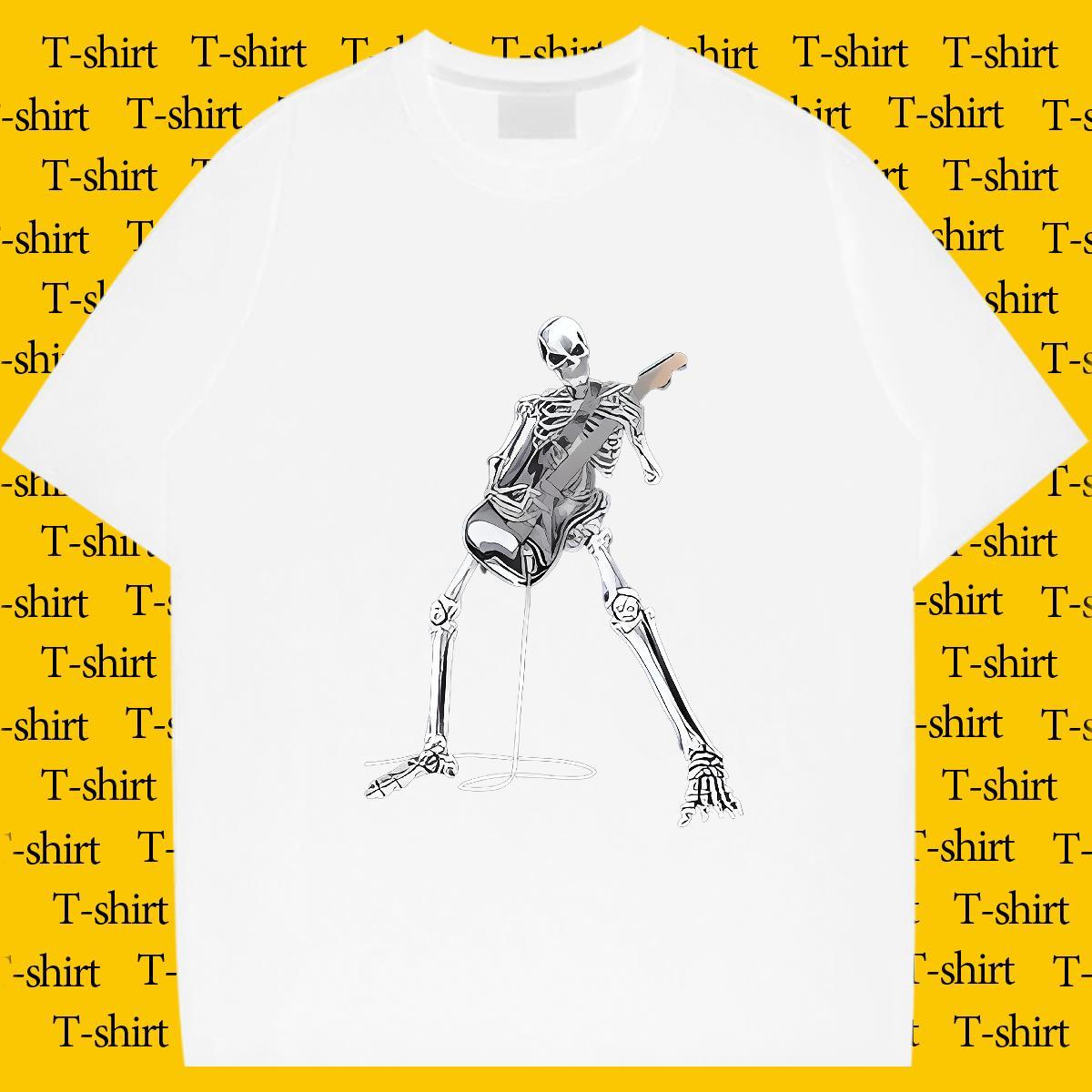 Fashion T-Shirts for Men skull Tee Shirt 230g 100% Cotton Sport Brand White Plus Size Breathable Short Sleeve Men Tops Tees