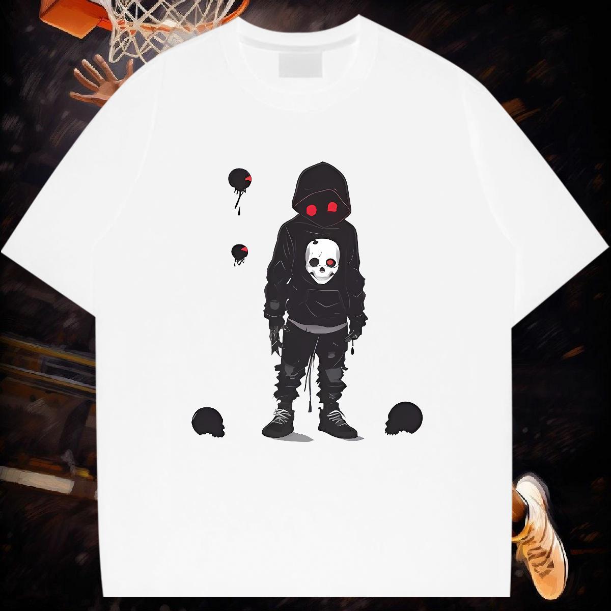Stylist T shirt skull Tops Tees 230g Pure Cotton Street wear Hip Hop Free Shipping Oversized 4XL Breathable Mens Tshirts