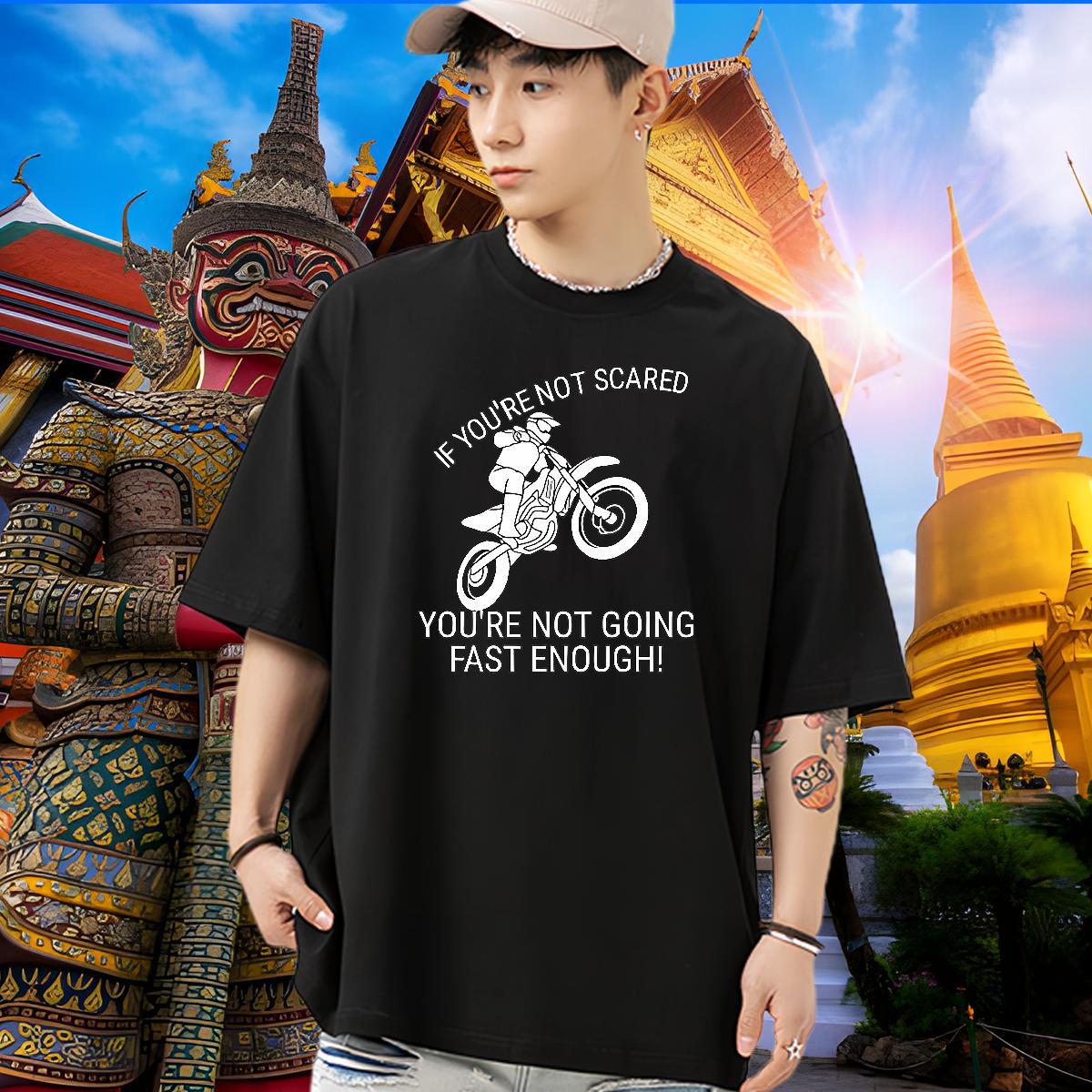 New Mens T Shirts Motorcycle Tees Shirts 230g Pure Cotton Casual Daily Wear Cool Oversized 3XL 4XL Breathable Crew Neck Tshirt for Man Woman