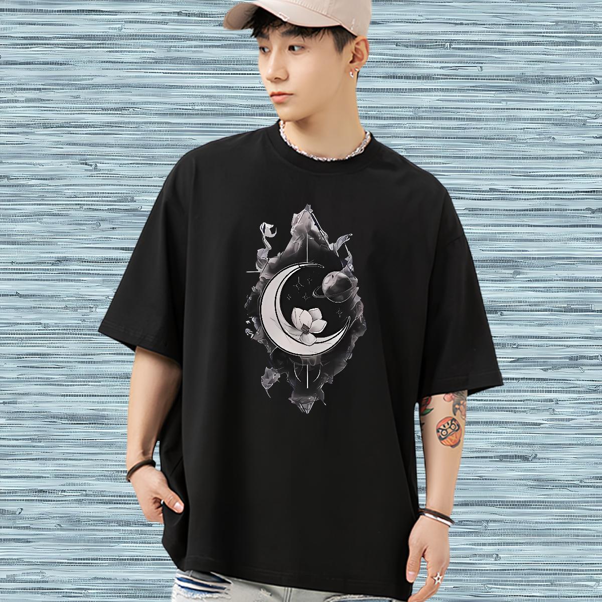 Wholesale T-Shirts for Men star Top Tees 100% Cotton 230g Street Wear Brand Floral Print Round Neck Short Sleeve Men Tshirts