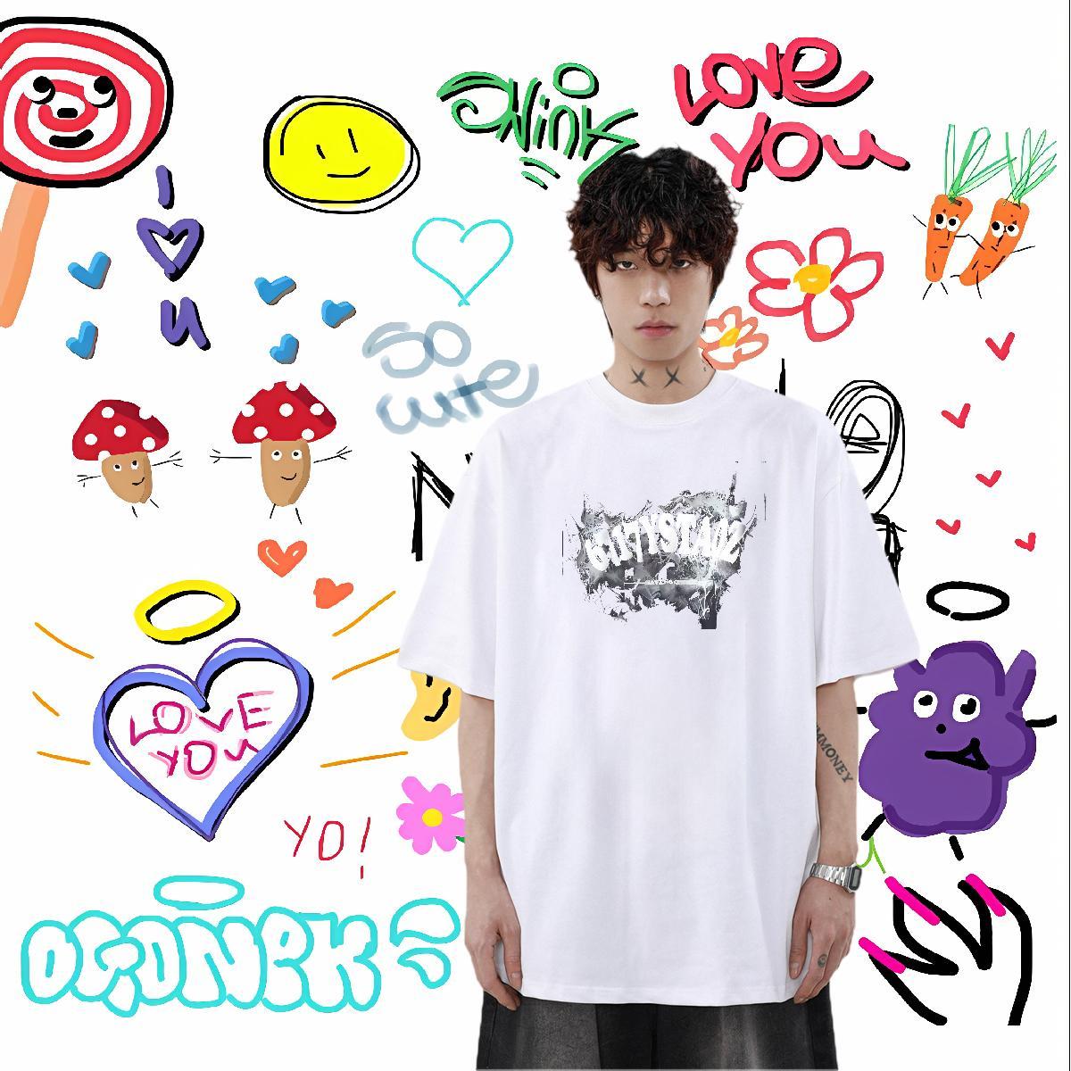 Casual New T Shirt For Man letter Top Tees 230g Cotton Sports Casual Brand Customized Print Crew Neck Breathable Couples T Shirts