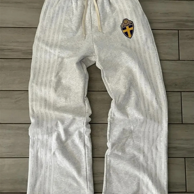 Y2K Hip Hop Letter Embroidery Swiss Casual Pants Street 2024 American Fashion Stitching Retro Loose Zipper Sweetpants 240806