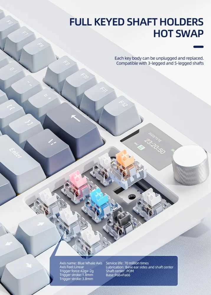 K86 Gaming Keyboard 87 Keys Mechanical Wired/Wireless Computer Keyboard With Colorful Backlight Keyboard For Laptop PC TabletM240715