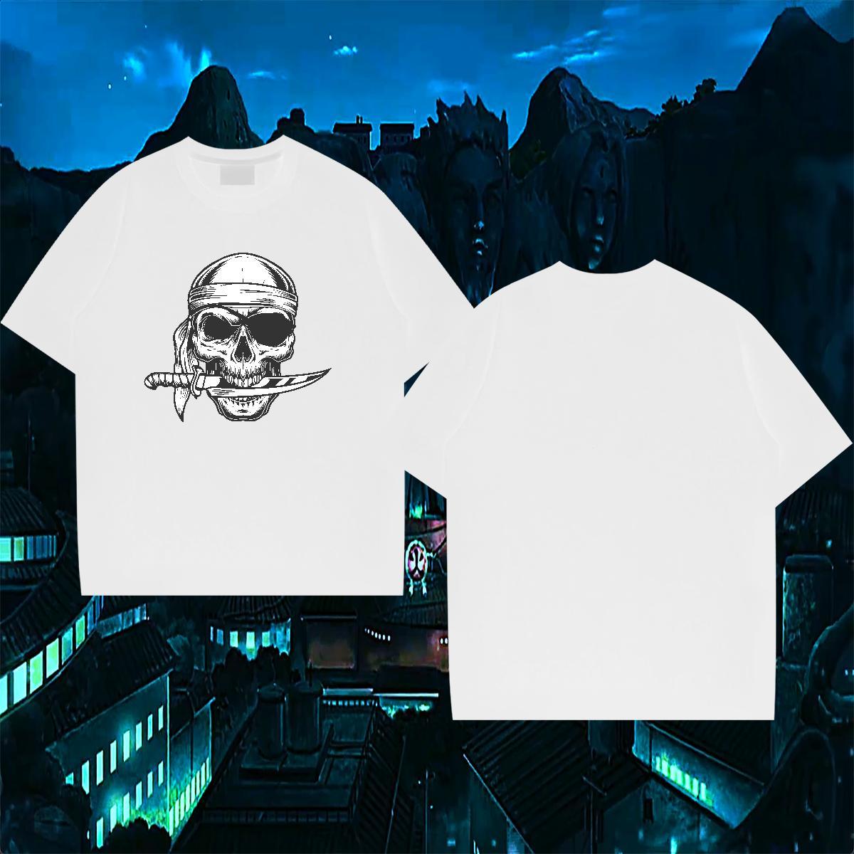 Designer T-Shirts skull Clothes 230g 100% Cotton Street Brand Custom Cartoon Breathable Crew Neck Men Tops Tees