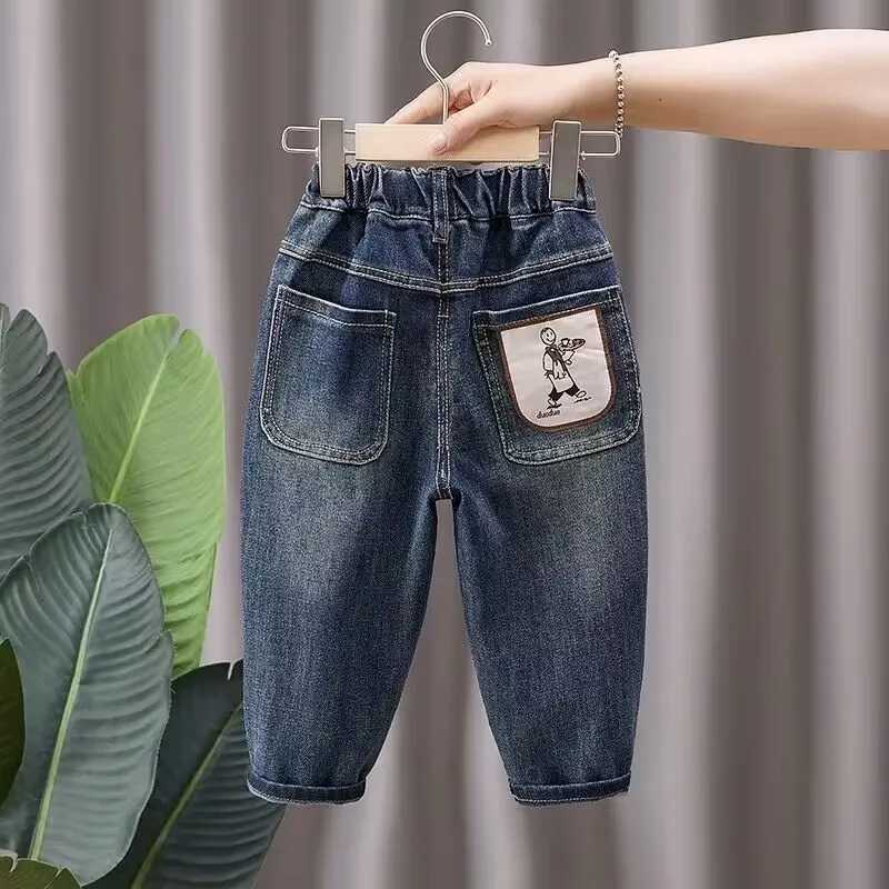 Jeans Boys Pants Spring and Autumn 2024 New Childrens Fashionable Loose Fit Jeans Boys and Baby Autumn Wear Trousers