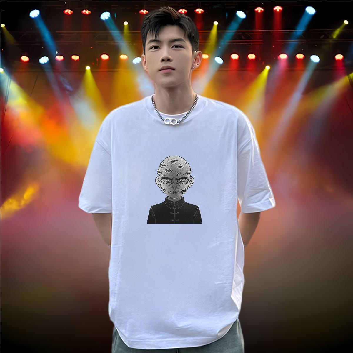 Factory Direct T Shirts Men portrait Tees 230g Cotton Street wear Hip Hop Wholesale Skull Short Sleeve O-Neck Men Tshirts