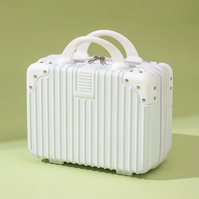 Retro Cosmetic Case 14-Inch Mini Portable Box Small Luggage Hand Gift Storage Cosmetic Bag Small Password Box 240807