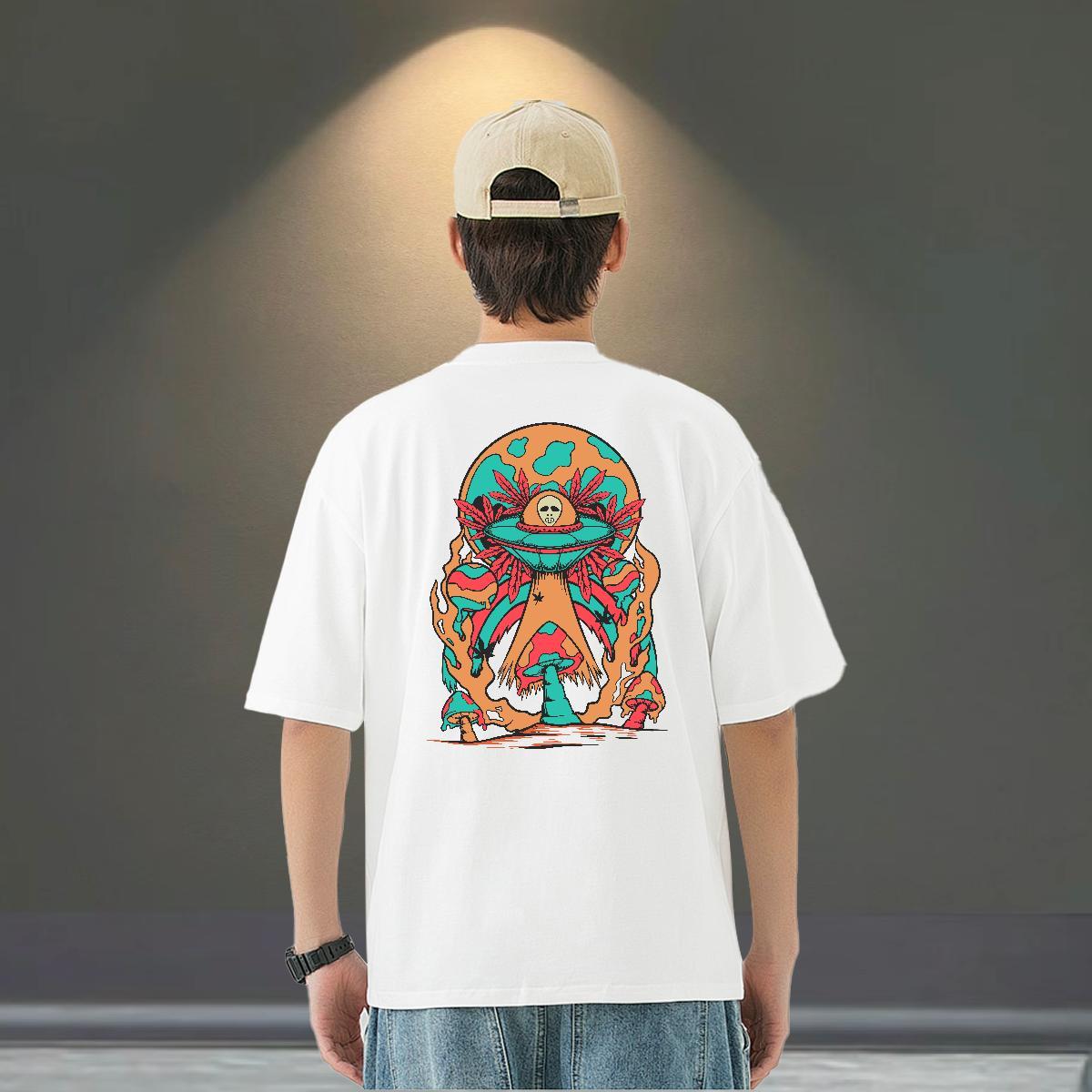 Fashion Casual T-Shirts ET Wear 230g Cotton Casual Daily Wear Loose Fit Black White Breathable Crew Neck Mens Tshirts