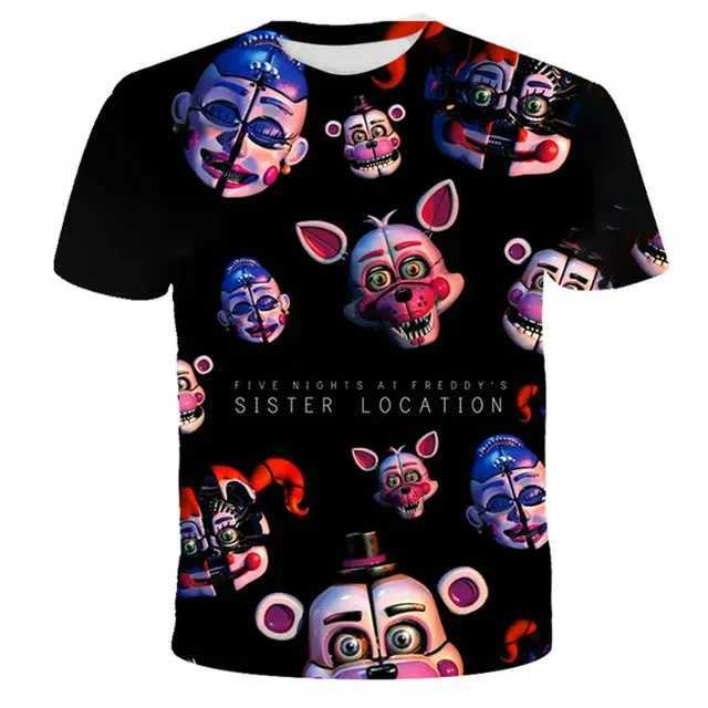 Fashion clothing for children in 3D for five nights at Freddy Fnafs T-shirt childrens cartoon T-shirt boys Sonic clothing girls topW240718