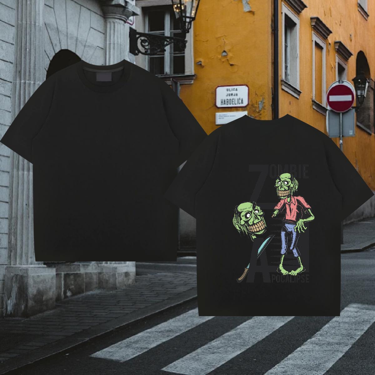 Fashion T Shirt For Man skull Top Tees 230g Cotton Daily Outfit High Quality Oversized 3XL 4XL Crew Neck Mens Tshirts