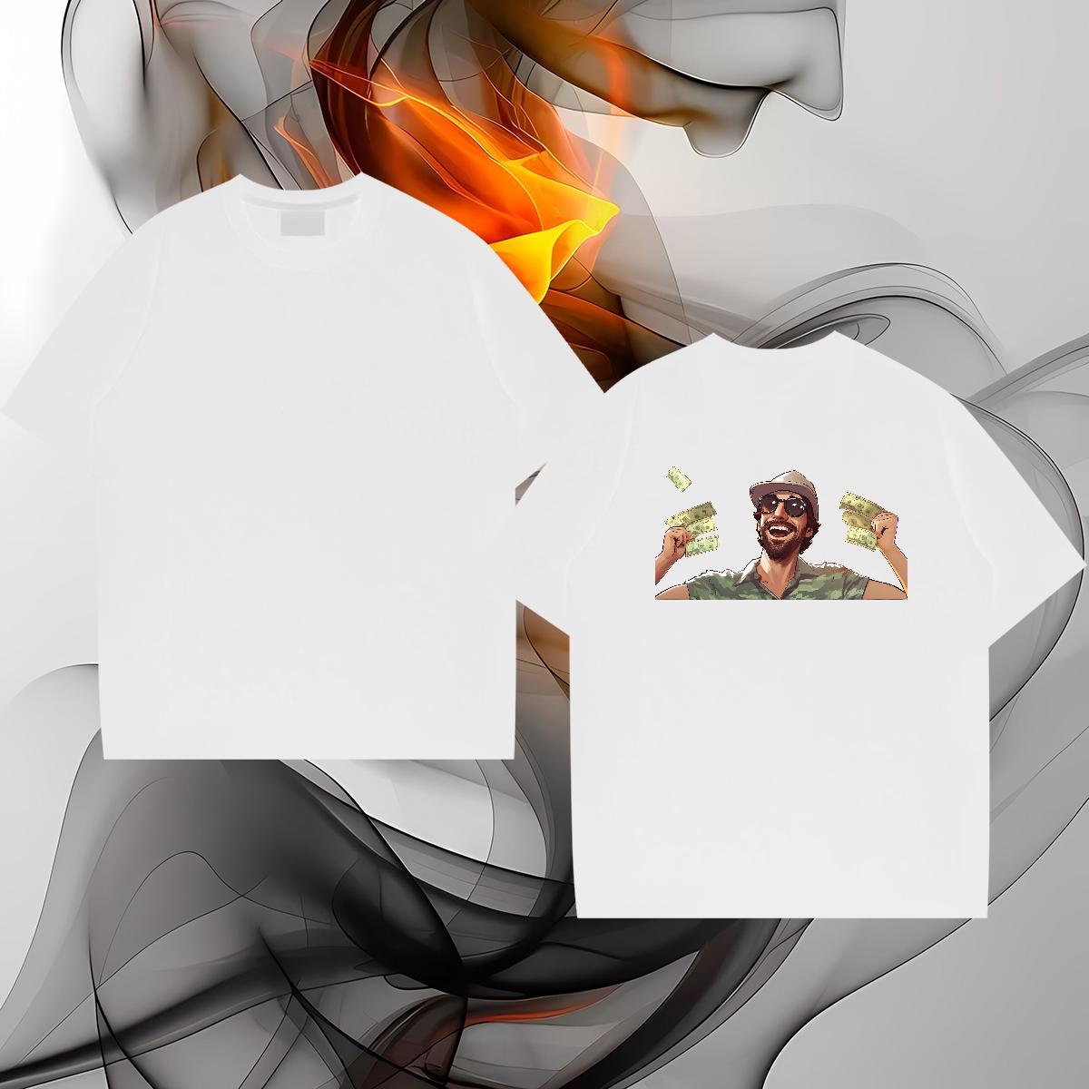 Fashion Design Mens T Shirts money Clothings 230g Pure Cotton Outdoor Loose Fit Customized Print Crew Neck Men Tshirts