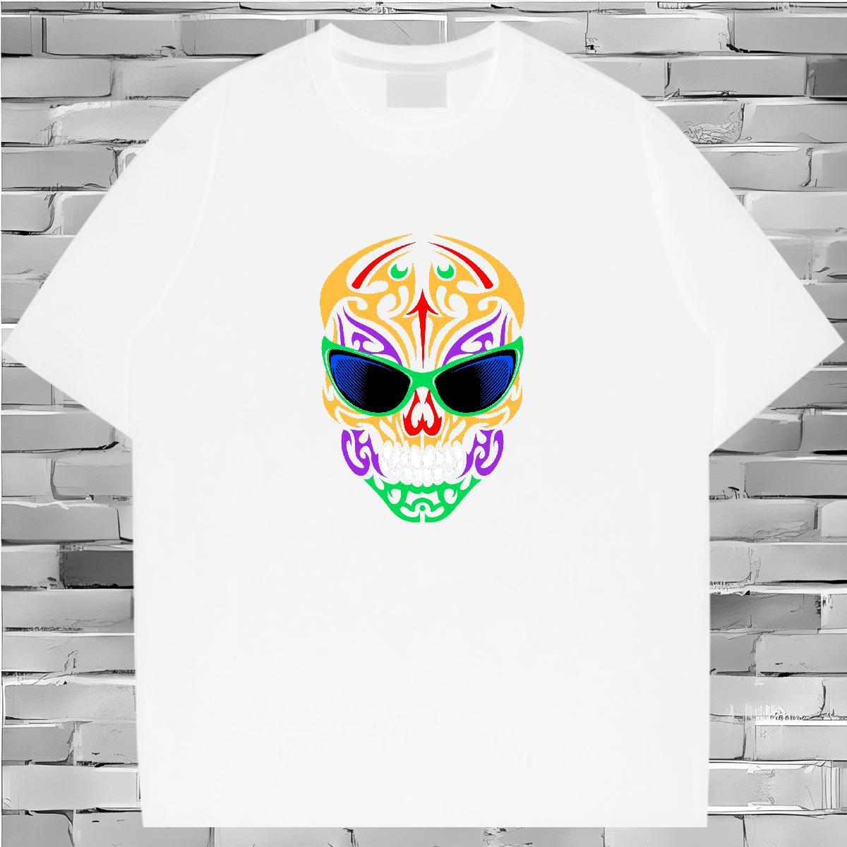 Custom Mens T Shirts skull Tops Shirt 230g Pure Cotton Anime Printing Street TOP Quality Custom Print Plus Size Short Sleeve O-Neck Men Tops Tees