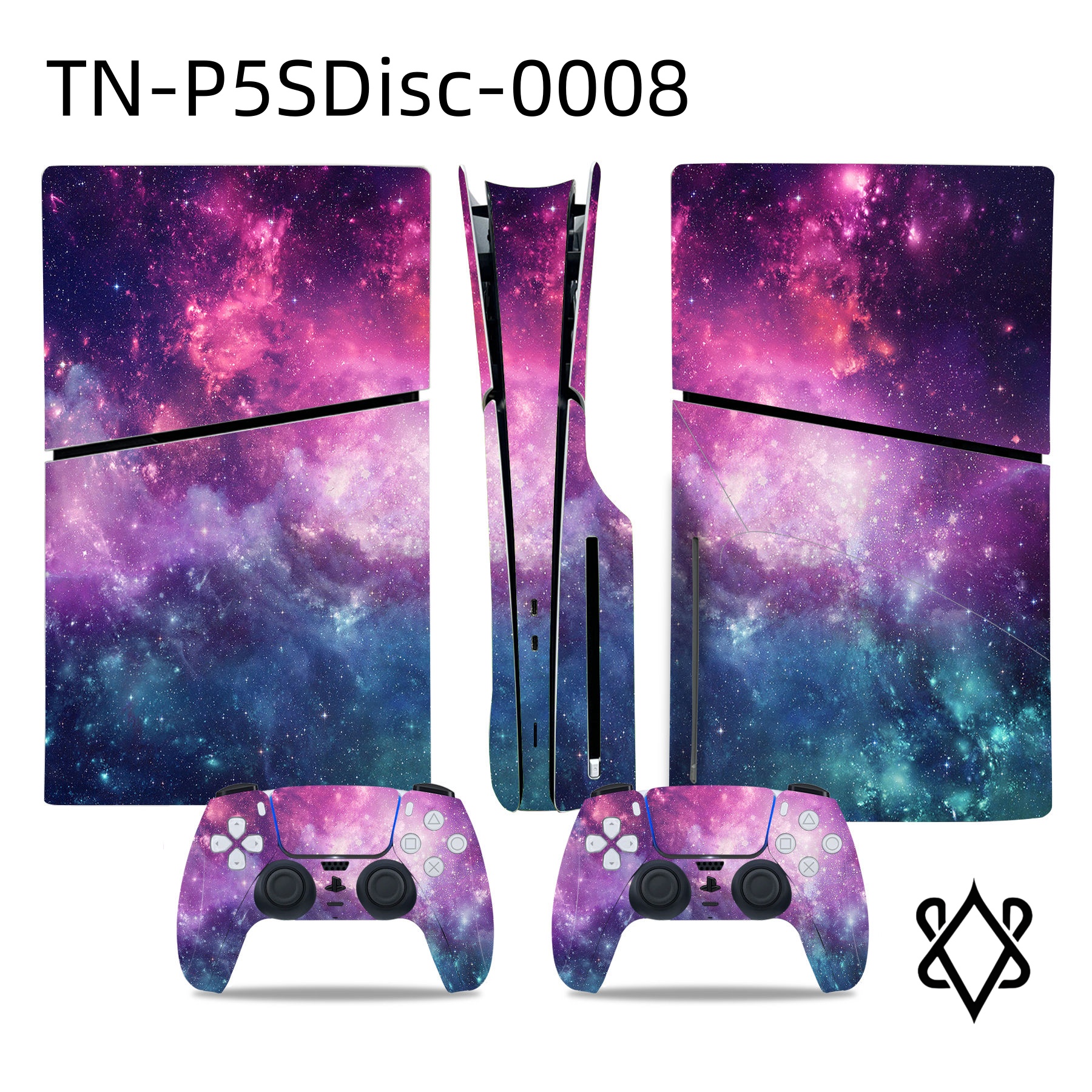 Anti-Scratch Colorful Dazzling Skin Sticker For PS5 Slim Disc Controller Console PlayStation 5 Console Two DualSense Wireless Controllers (Slim)