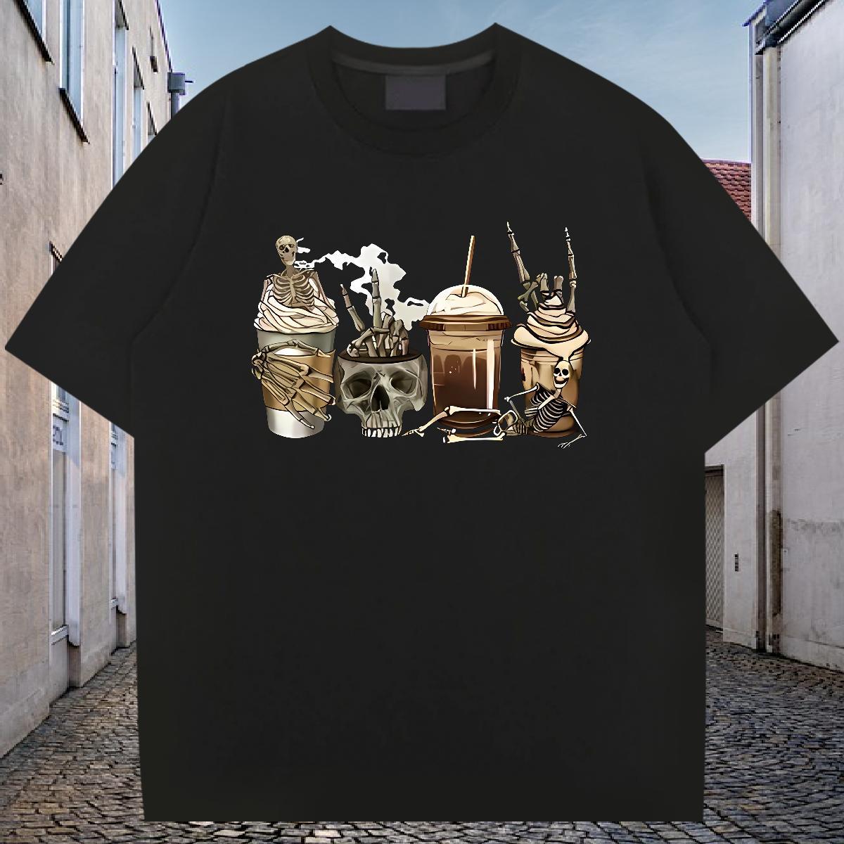 Customized Mens T Shirts skull Wear 230g Cotton Daily Wear Cool Design Custom Anime Crew Neck Tshirts