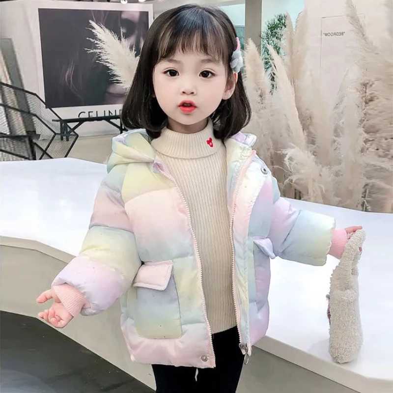 New Fashion Colorful Girl Jacket Winter Warm Hoodie Parka Snow Jacket Cute Wings 2-5 Year Childrens Clothing X2411151