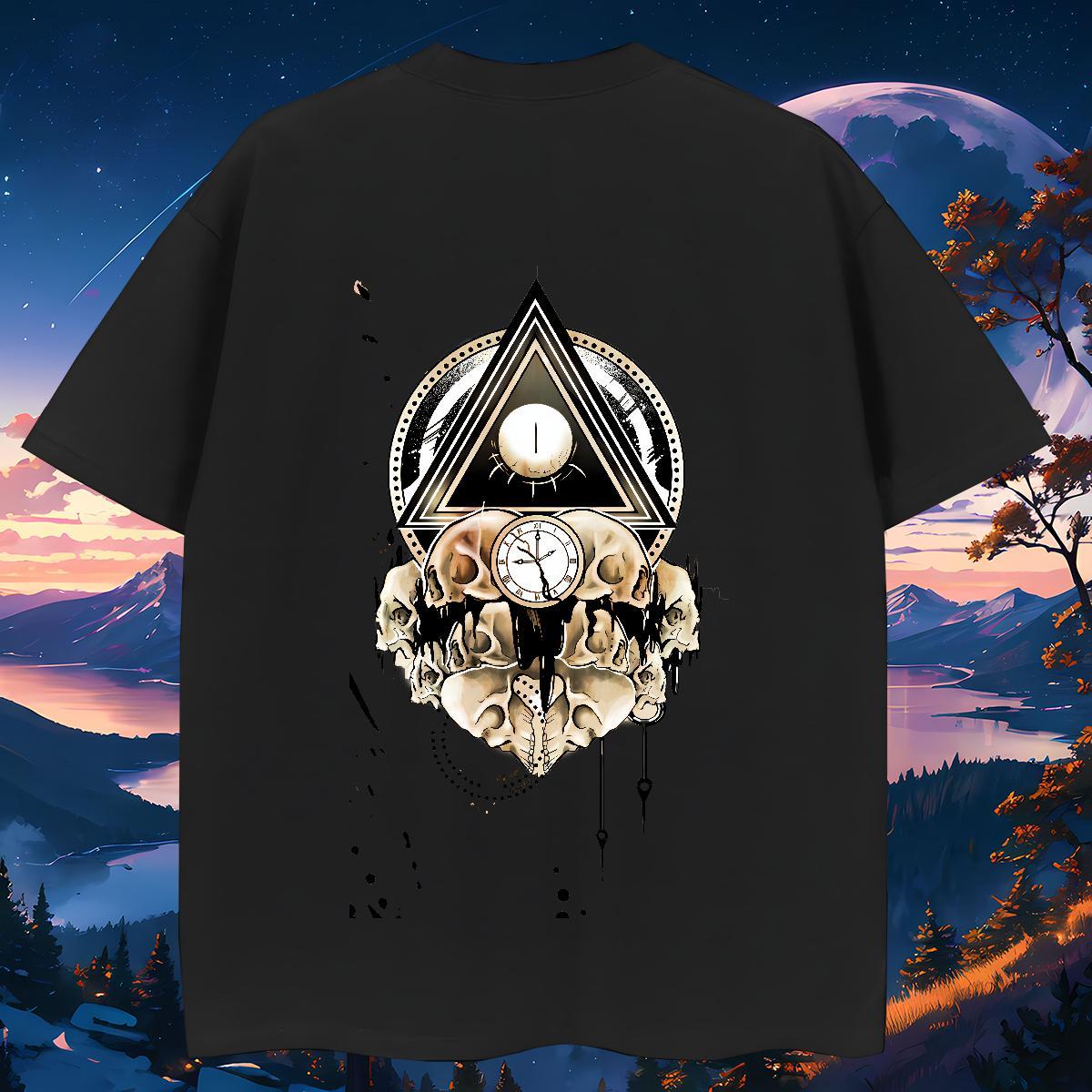 Fashion T-Shirts for Men eye of the devil Tees 230g Pure Cotton Street wear Hip Hop Loose Custom Big Size Breathable Short Sleeve Men Tops Tees