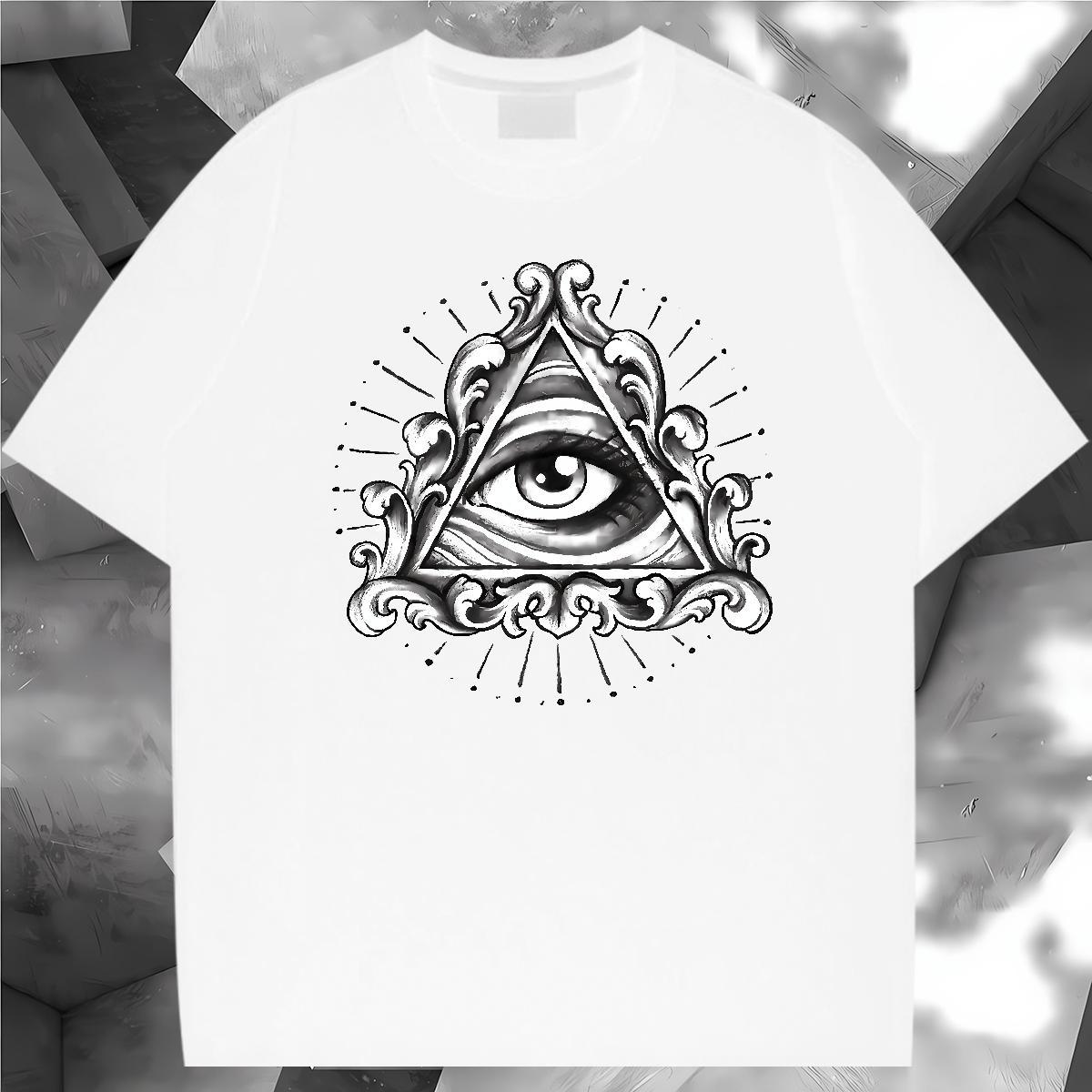 Classic Man T Shirts eye of the devil Tops 100% Cotton 230g Sport TOP Quality Custom Printing Breathable Short Sleeve Men Tshirts