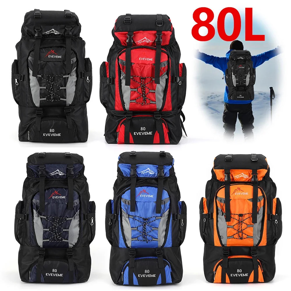 Large 80L travel bag camping backpack hiking army mountain sports outdoor shoulder 240807 653f 4