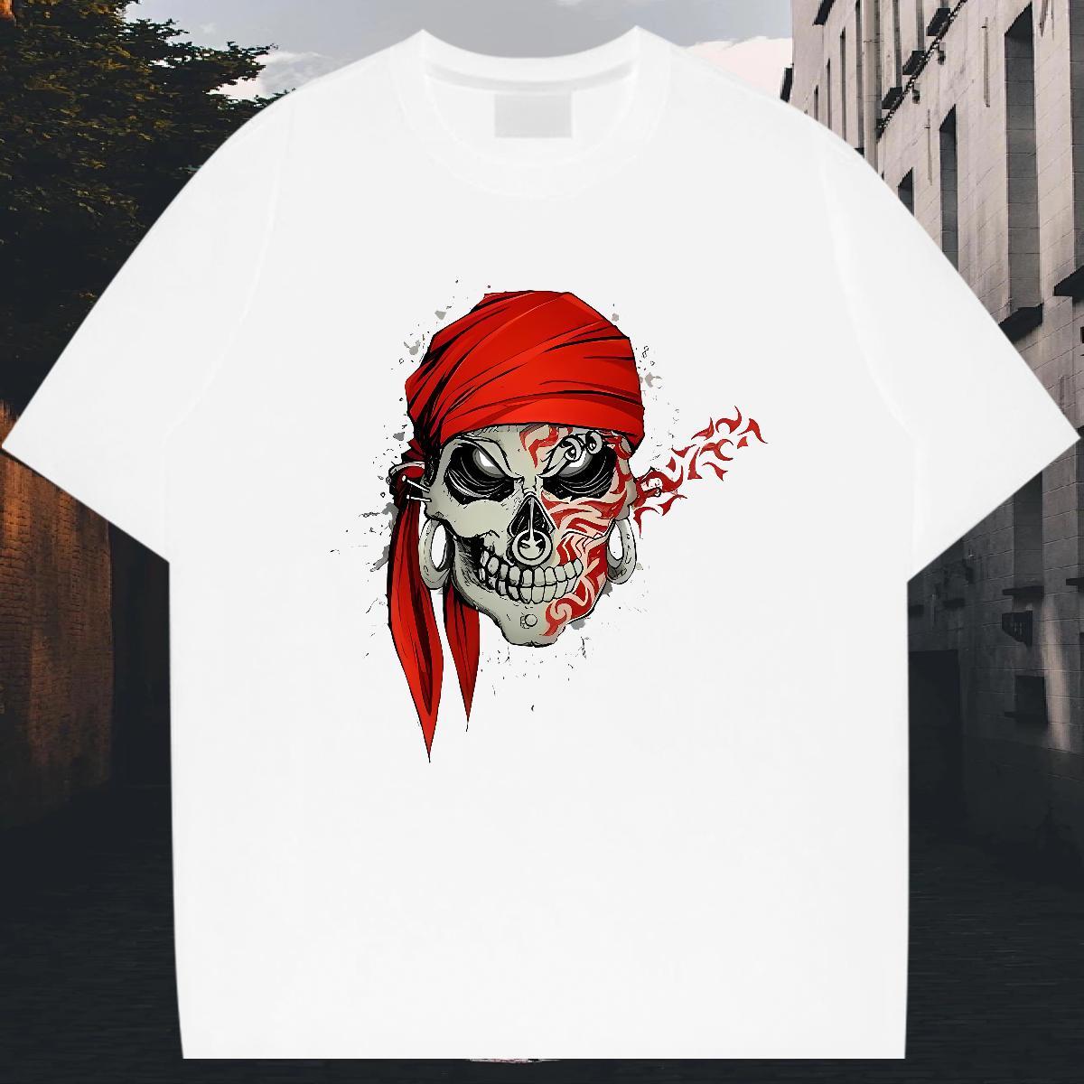 Fashion Casual T Shirts Men skull Tees Shirts 100% Cotton 230g Outdoor Classic Oversized 4XL Breathable Short Sleeve Tshirt for Man Woman