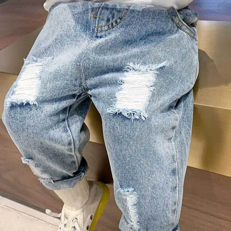 Jeans Spring and Autumn Childrens Pants Boys Ripped Jeans Thin Summer Baby Pants Childrens Clothing Childrens Trousers