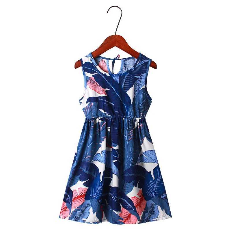 2017 Summer Gilrs Casual Dress 2-12 Year Childrens Cute Printed Leaf Vest Princess Dress Childrens Silk Cotton Sleeveless ClothingW240720