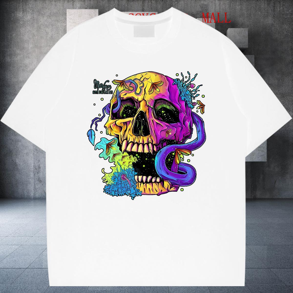 Custom T shirt skull Tops 230g 100% Cotton Street Casual Soft Oversized 3XL 4XL Crew Neck Men Clothes T-Shirt