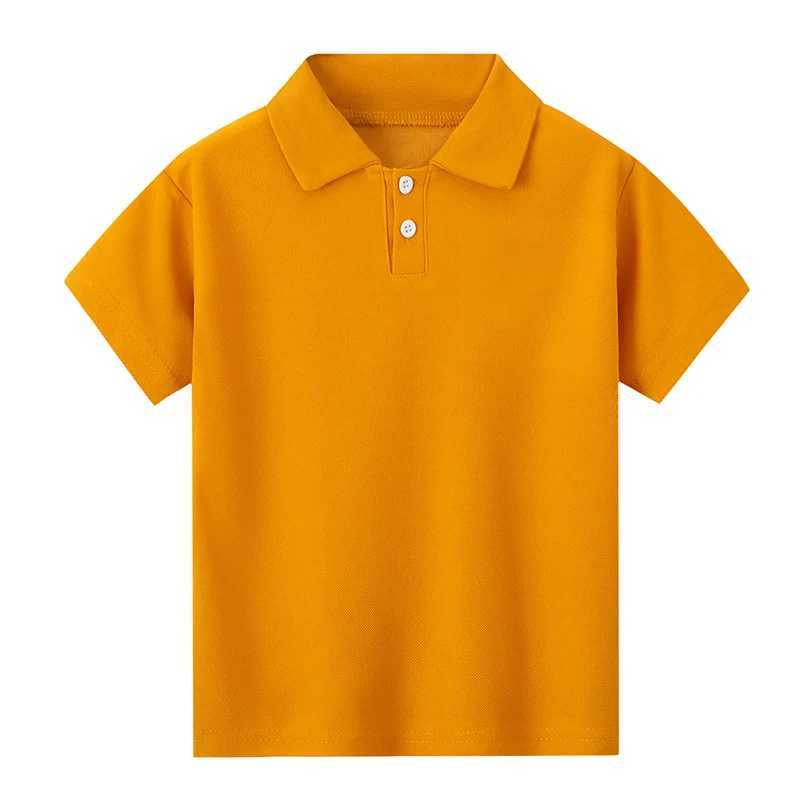 Childrens solid color polo shirt handsome and fashionable sports T-shirt with a comfortable half sleeved collar. W241223