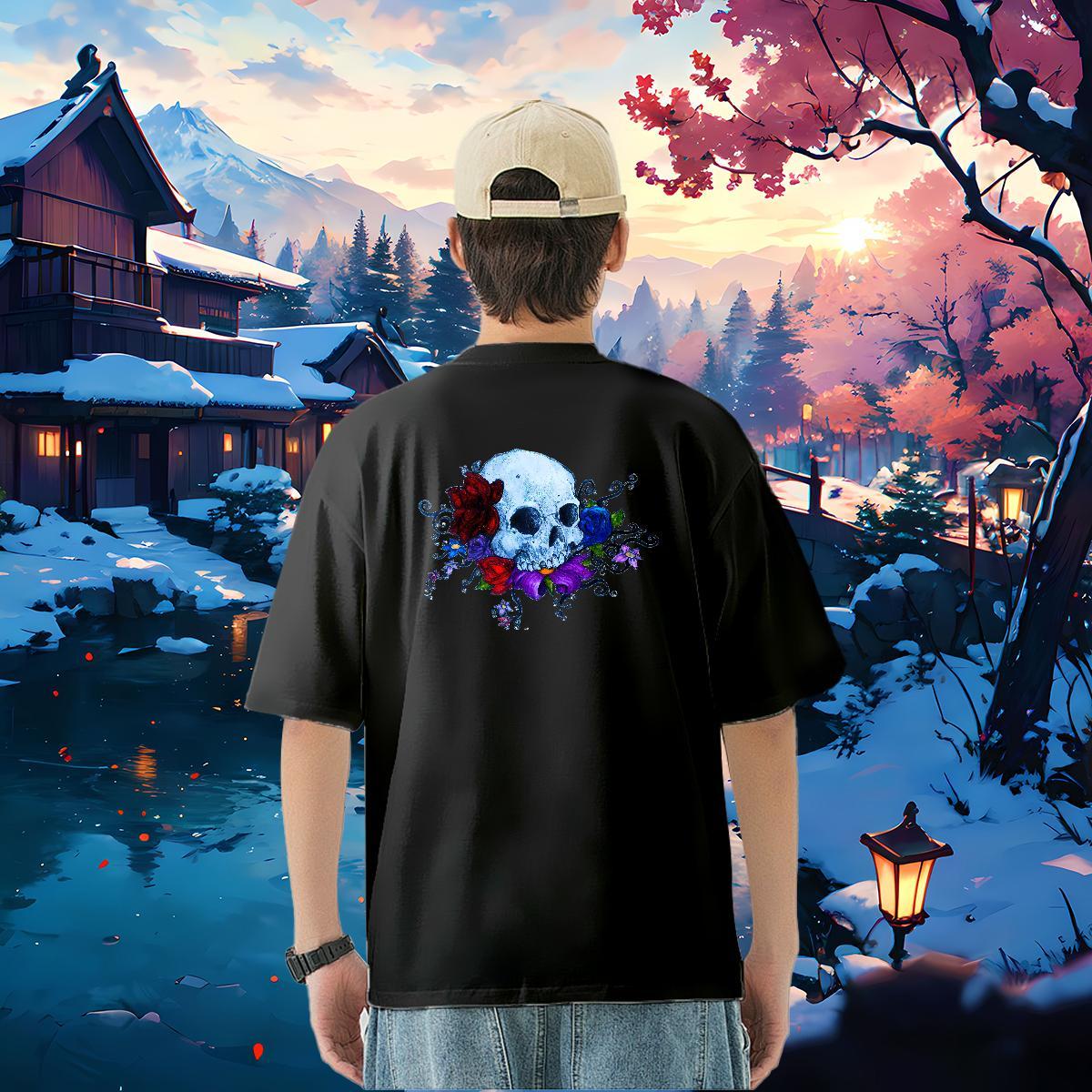 2024 Designer T shirt skull Tops Shirt 100% Cotton 230g Summer Casual Free Shipping Custom Print Oversized Round Neck Short Sleeve Mens Tshirts
