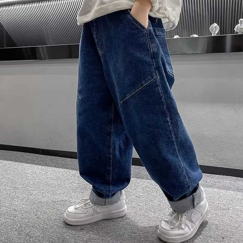 Jeans Boys Jeans Spring And Autumn Loose Childrens Pants Casual Straight Tube Middle Big Boy Dad Pants Boys Pants