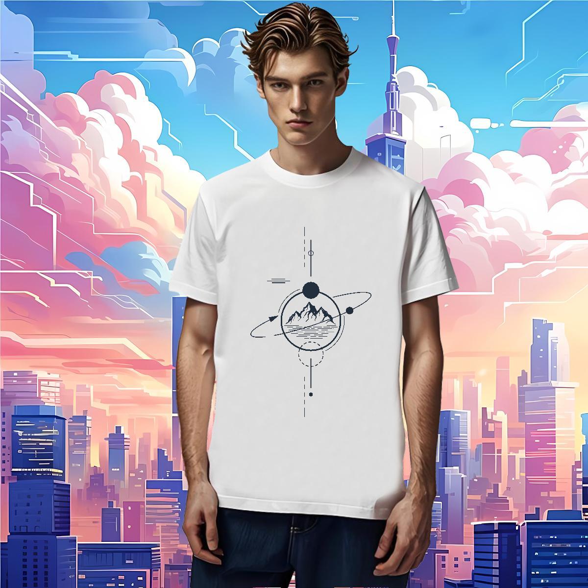 DIY Customized T shirt mountains Tee Shirt 230g 100% Cotton Daily Wear Soft Black White Short Sleeve O-Neck Tshirt for Man Woman