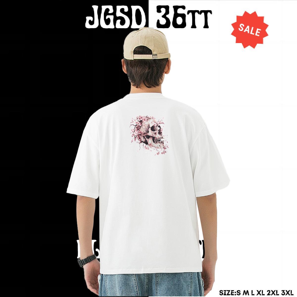 2024 T-Shirts skull Tees 100% Cotton 230g Anime Printing Street Unisex Plus Size Cartoon Breathable Crew Neck Men Clothes T-Shirt