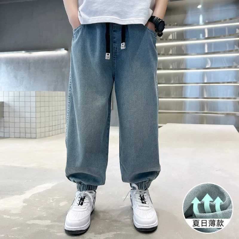 Jeans Boys Casual Pants Long Trousers Cotton 2024 Solid Spring Autumn Babys Kids Pants High Quality Childrens Clothing