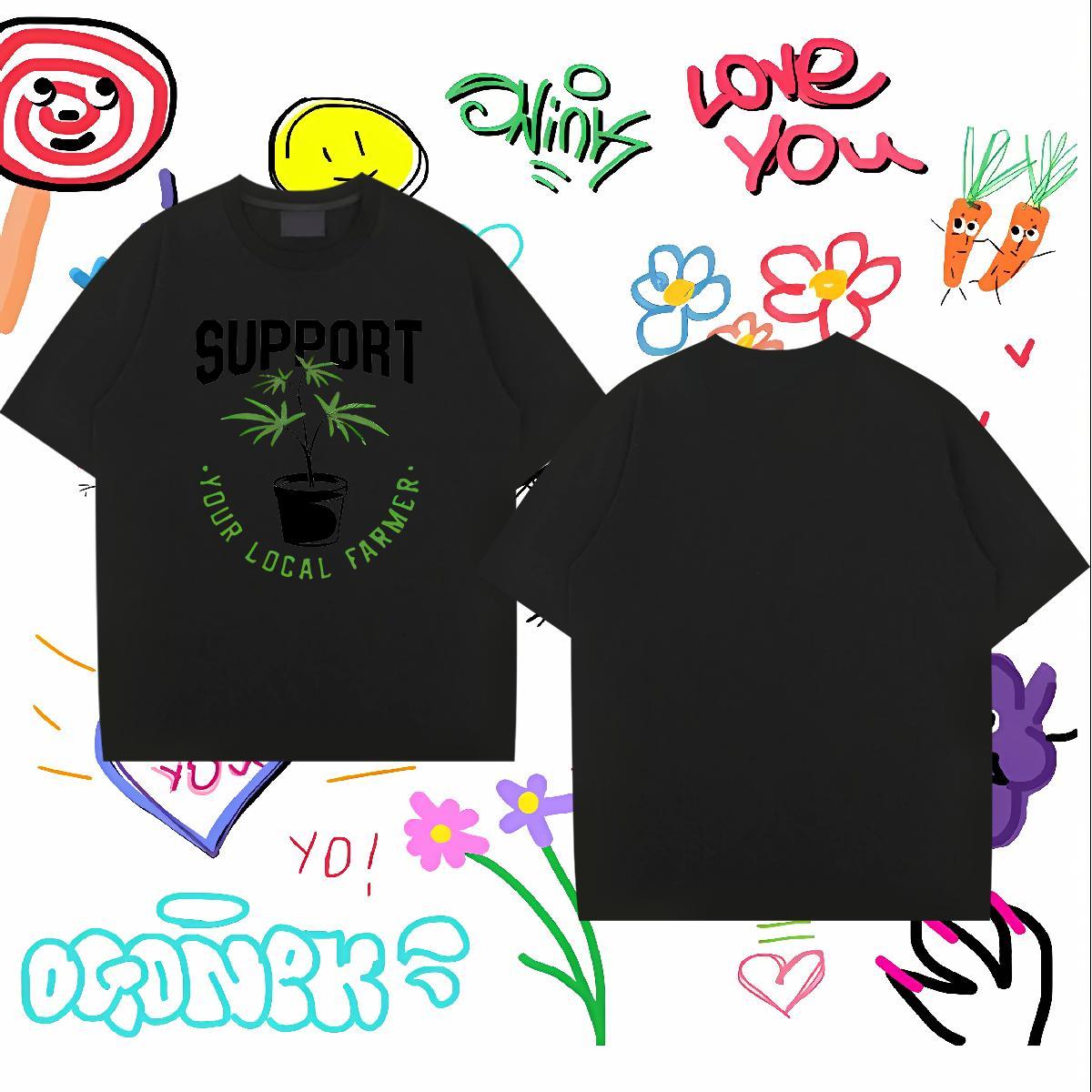 2024 T shirt letter Clothings 230g 100% Cotton Daily Wear TOP Quality Cartoon Printing L-4XL Short Sleeve Soft Tshirt for Man Woman