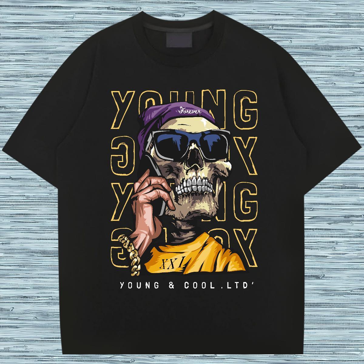 Factory Direct T Shirts Men skull Tees Shirts 100% Cotton 230g Sport Loose Fit Oversized Crew Neck Men Tshirts