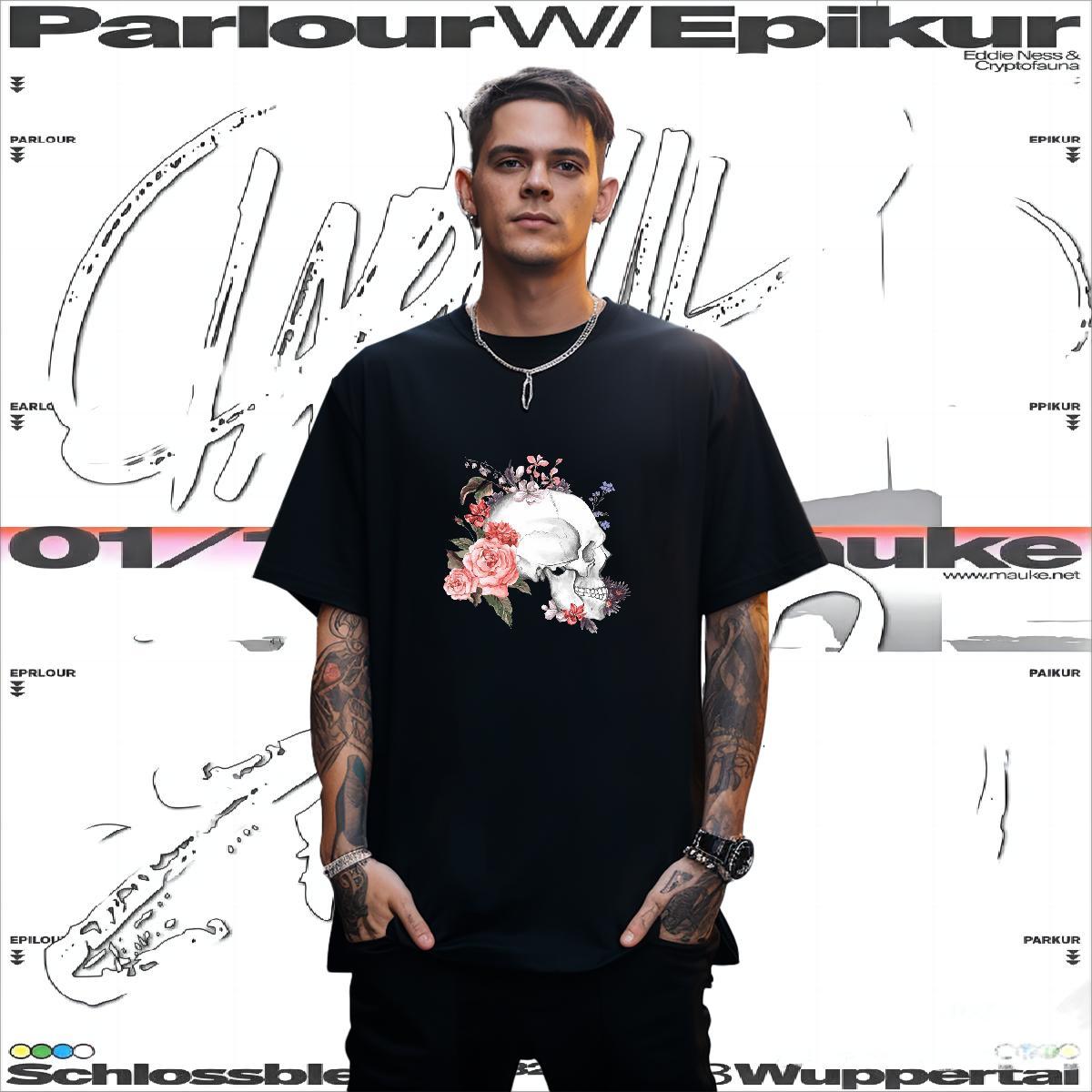DIY Customized Mens T Shirts flower Tops 230g Cotton Street High Quality Custom Cartoon Breathable Crew Neck Tshirt for Man Woman