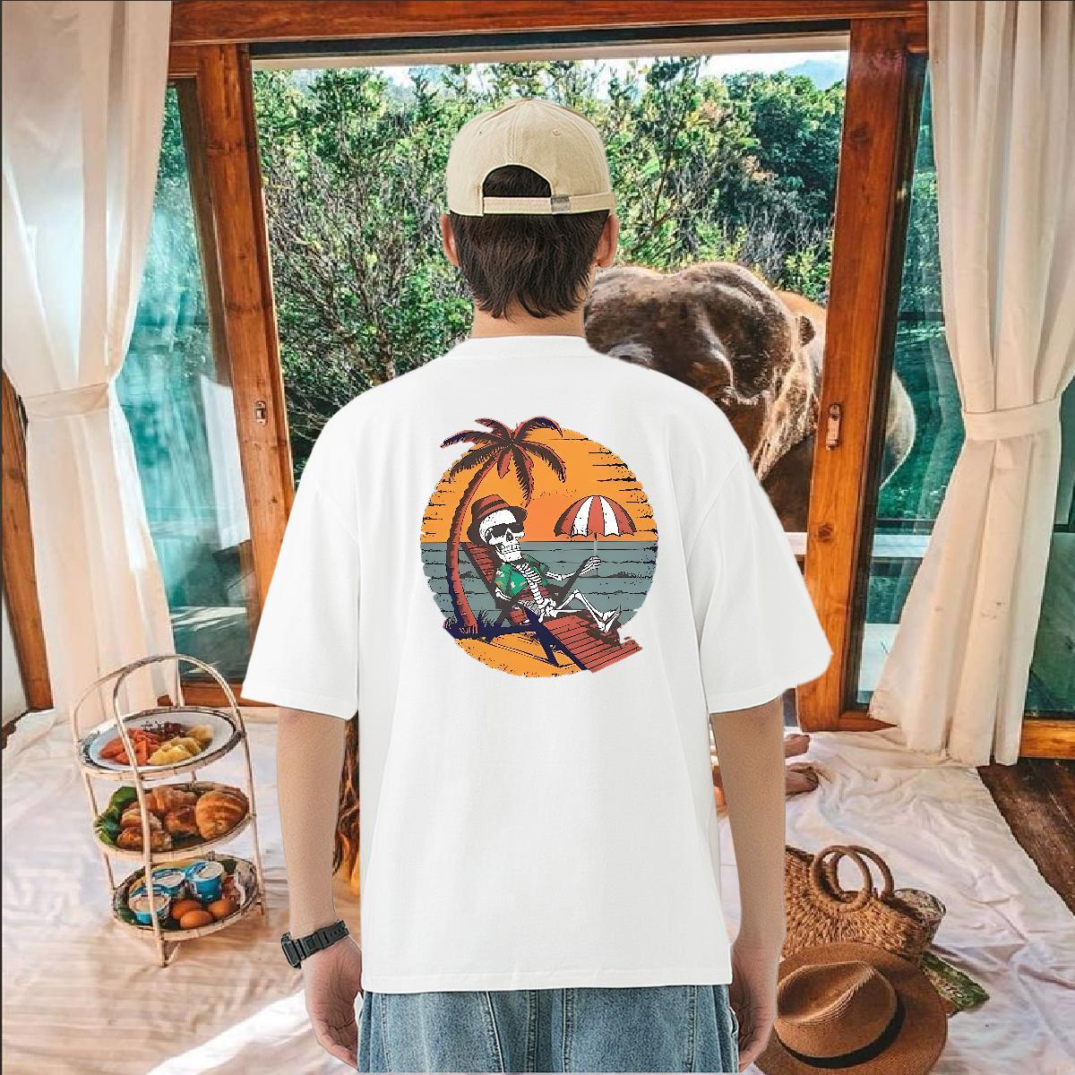 Fashion Designer T-Shirts sea Tops Tees 100% Cotton 230g Anime Printing Street Brand DIY Logo Oversized Breathable Soft Men Clothes T-Shirt