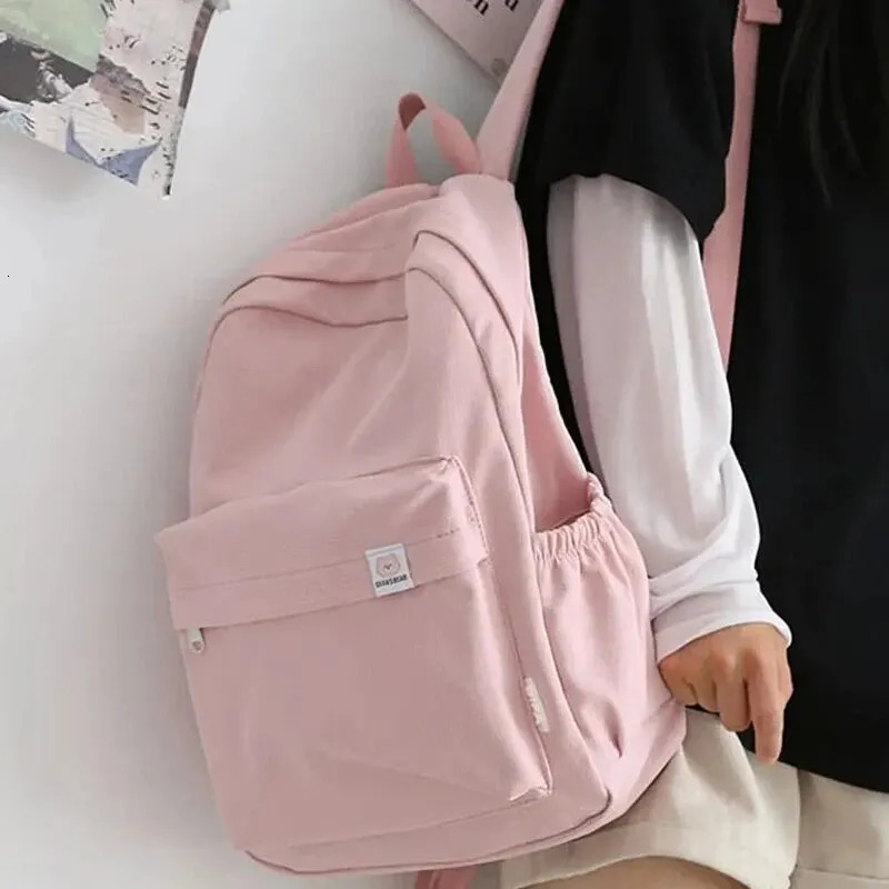 waterproof nylon womens backpack travel bag school teenage girls solid color Mochila 240807