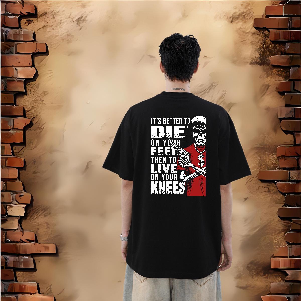 Free Shipping T Shirt For Man skull Clothes 100% Cotton 230g Daily Wear High Quality Custom Printing Breathable Men Tops Tees