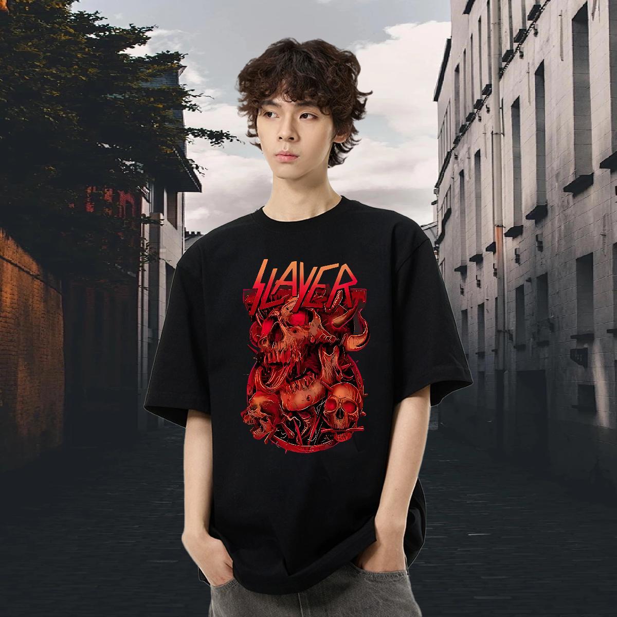 Custom T Shirts Men skull Tops Shirt 230g Pure Cotton Casual Cool Oversized O-Neck Short Sleeve Men Tshirts