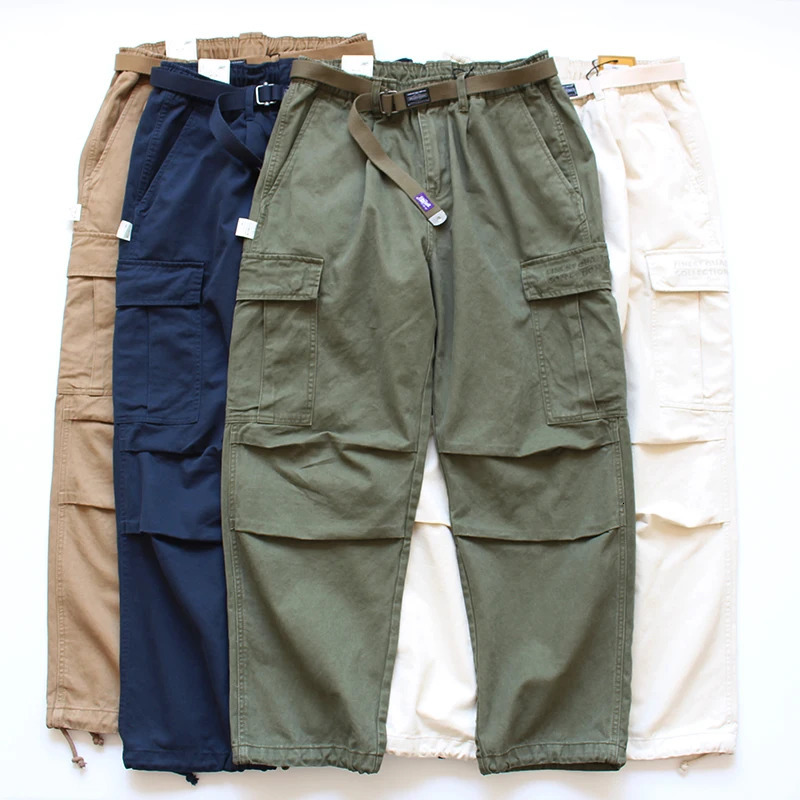 Heavyweight Thick Washed Cotton Mens Pants Spring American Casual Style Wear Cargo Trousers Loose Straight Pockets Work 240806