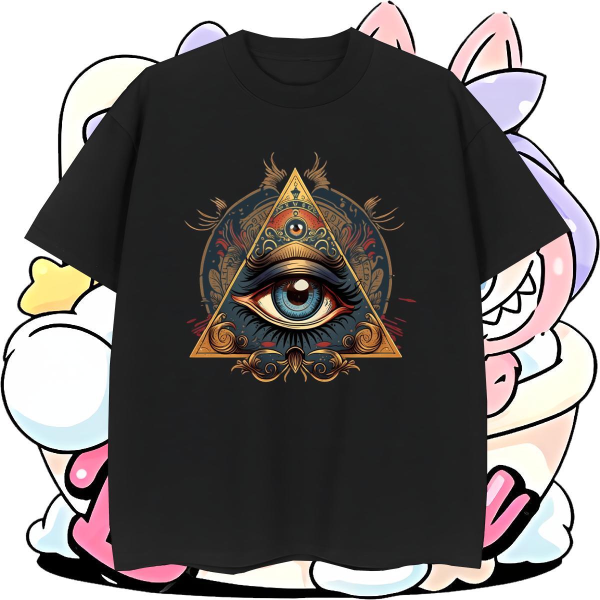 Wholesale T shirt eye of the devil Tees 230g Pure Cotton Daily Outfit Free Shipping Graphic Short Sleeve O-Neck Tshirts