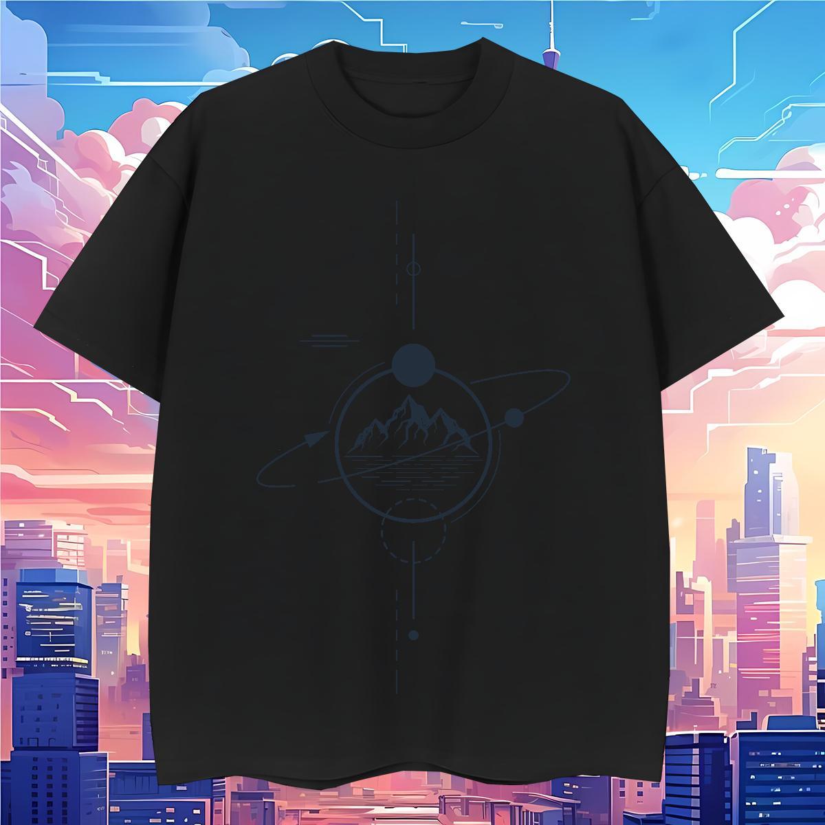 DIY Customized T shirt mountains Tee Shirt 230g 100% Cotton Daily Wear Soft Black White Short Sleeve O-Neck Tshirt for Man Woman