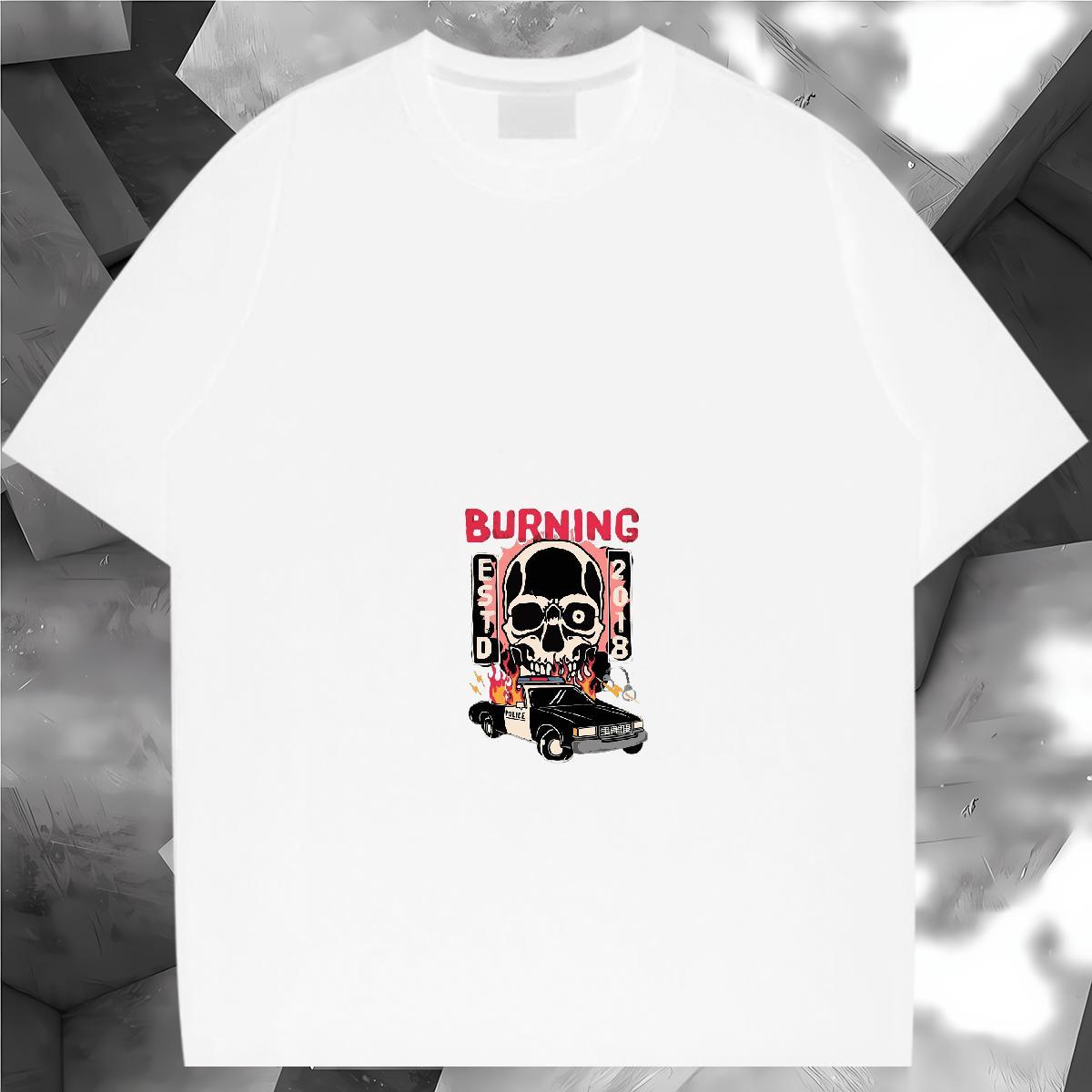 2024 Summer T Shirt For Man skull Clothings 230g Cotton Street wear Hip Hop Wholesale Custom Printed Short Sleeve Soft Mens Tshirts